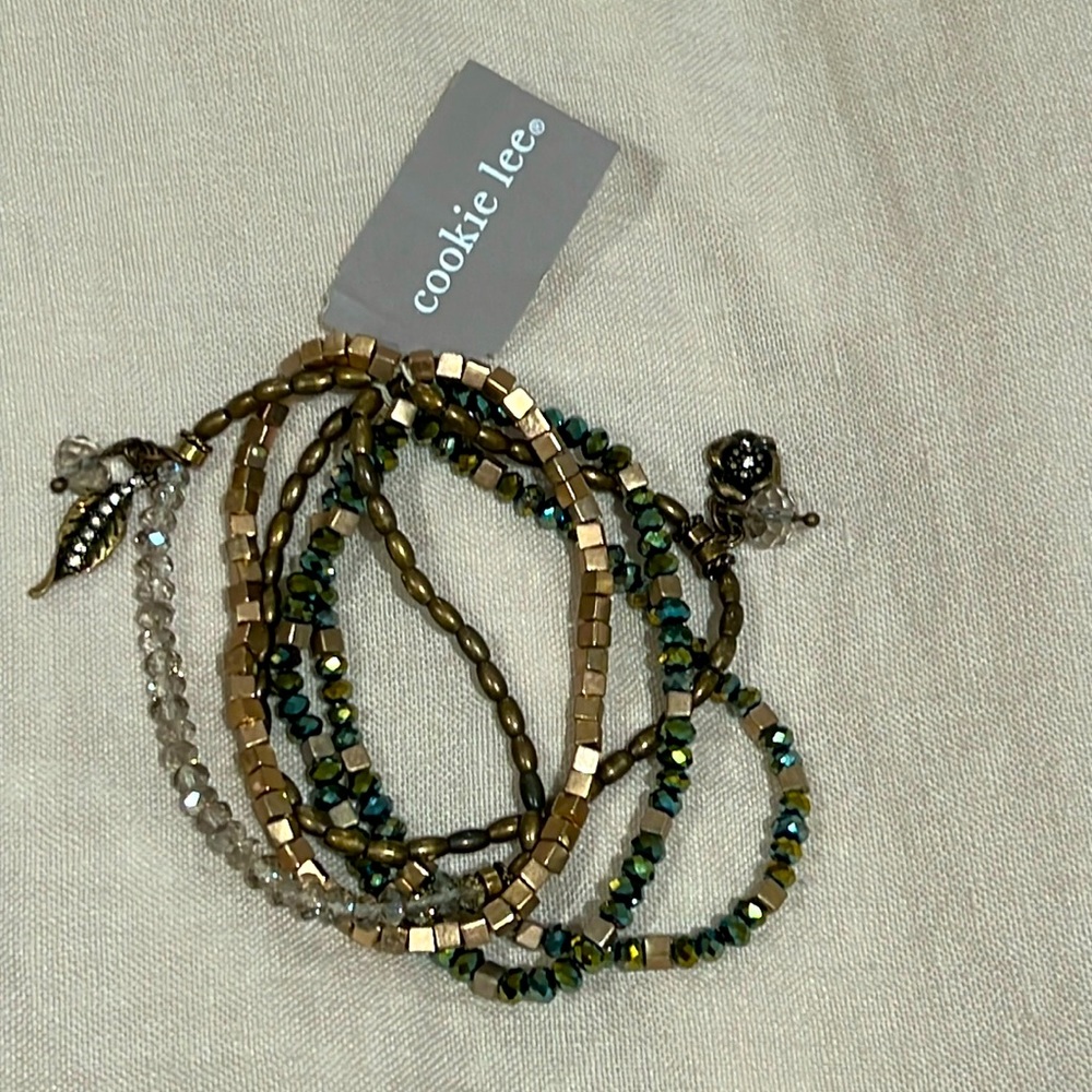 Set of 5 Crystal & Metal Bracelets